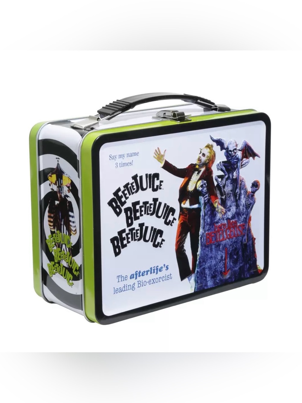 Bettlejuice 1st movie metal lunch box with several of his looks- horror comedy